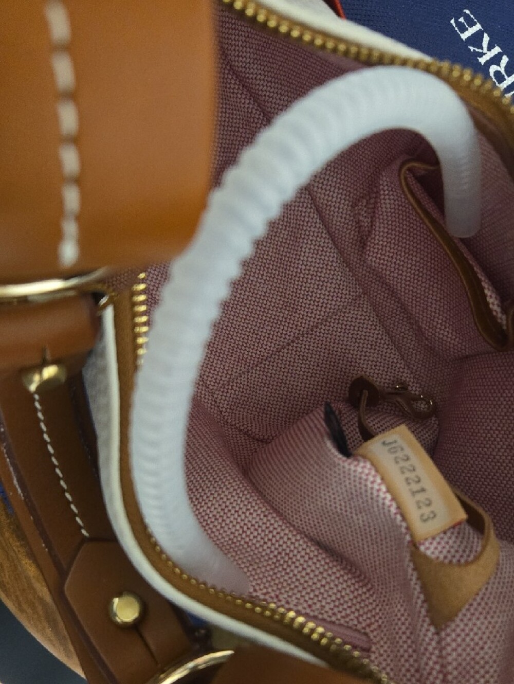 Dooney & Bourke White Pebbled Leather Shoulder Bag with Tan Trim and Strap - Picture 8 of 8
